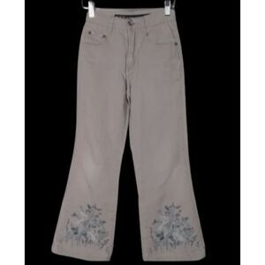 Vtg RVT Beige Khaki Pants Girls Youth Size 8 1/2 Floral Pattern